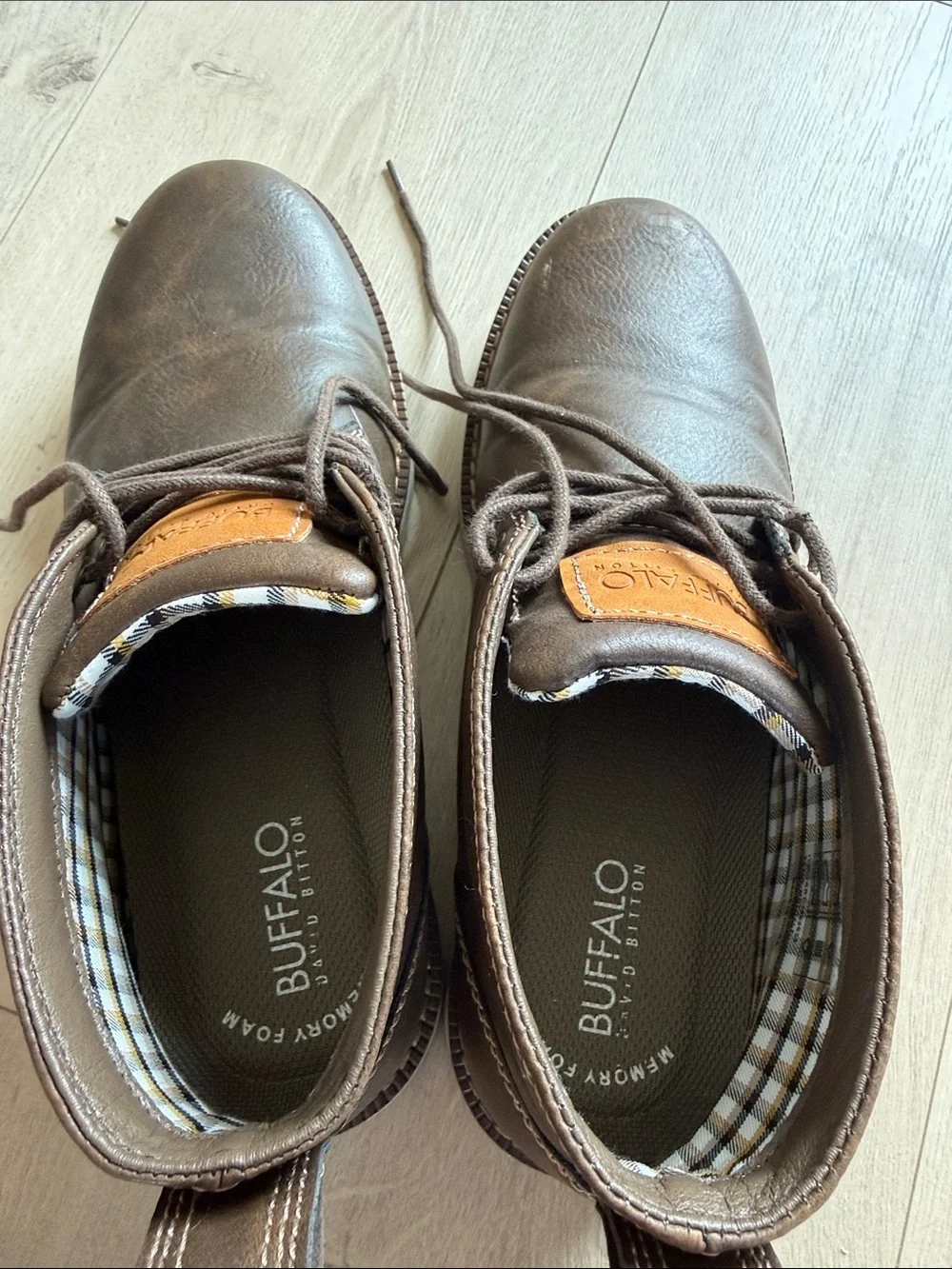 Buffalo David Bitton Men's Brown Leather Casual Lace-Up Shoes